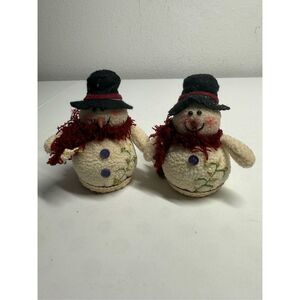 Set of 2 Vintage Dan Dee Snowmans Ornament 4"Plush Decorative Holiday Christmas